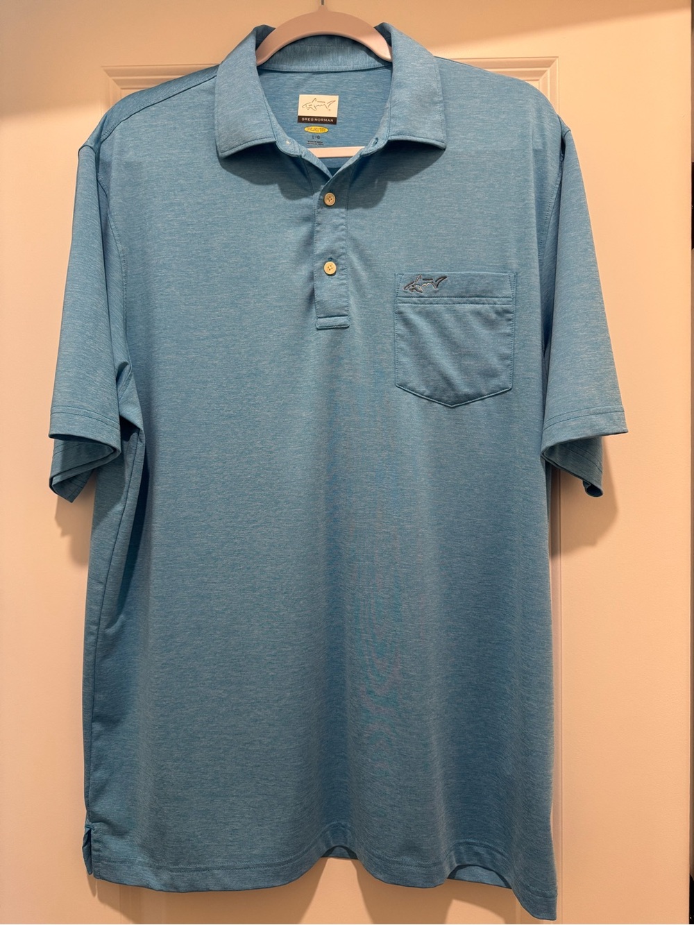 Greg Norman Collection Men’s Light Blue Polo with Chest Pocket